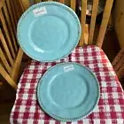Tommy Bahama Rope Edge Melamine 11” Dinner Plates Turquoise Blue Set Of 2 NWT