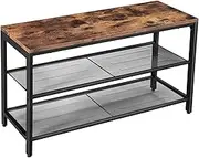 VASAGLE Shoe Bench, 80 x 30 x 44.5 cm, 2 Tier Mesh Shoe Cabinet, Shoe Storage, for Entryway, Metal, Industrial Style, Rustic Brown and Black LBS74X