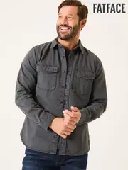 FatFace Filey Washed Black Long Sleeve Plain Shirt (E79181) | $120