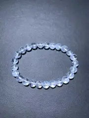 7.7mm Natural Clear White Blue” Feather ”Quartz Crystal Bracelet AAA