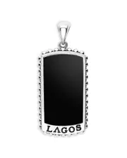 Lagos Men's Sterling Silver Anthem Black Agate Dog Tag Pendant - Exclusive