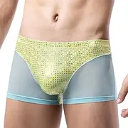 [Evankin] Mens Sexy Boxer Briefs Glitter Lingerie See Through Mesh Underwear Breathable Boxers Panties with Bulge Pouch