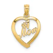 14K Yellow Gold #1 Mom In Heart Charm