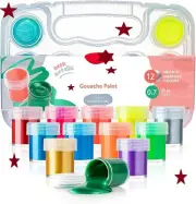 12 Colors Art Set Non Toxic Gouache Paint, Washable with Carry Case