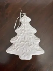 Large White Cookie Ornament Set of 2 Clay-dough Christmas Tree
