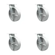 8 Inch Semi Steel Wheel Swivel Caster Set with Roller Bearings Service Caster