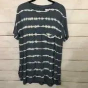 Mud Pie Rae Jersey Top Gray Tie Dye Size Medium