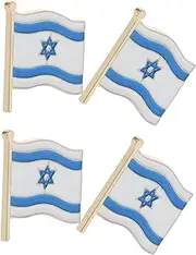 [OSALADI] 4pcs Israel Flag Pin Brooch Pin Badge Metal Lapel Badge National Flag Jewelry