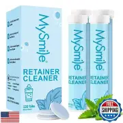 MySmile Retainer Cleaner with 120 Denture Cleaning Tablets, Quickly Remove Od