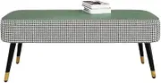 Bed End Bench Upholstered Bedroom Benches Living Room Footrest Stool with Metal Legs for Entryway Dining Room Bedroom End of Bed Bedroom Bench(Green)