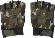 [LIOOBO] 1 Pair Kids Sports Half Finger Mountain Climbing Gloves Cycling Gloves for Children Outdoor Army Green
