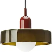 Mid Century Pendant Light Orange Glass Hanging Light Kitchen Island Nordic Coastal Single Ceiling Pendant Lamp Farmhouse Vintage Chandelie for Bedroom Hallway Corridor Coffee Shop (Green)