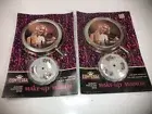 2 Vintage Porcelain Based Table top Make-up Mirrors, White Base with Flowers