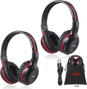 SIMOLIO 2 Pack of Wireless Car Headphones, 2 Channel IR Wireless Headphones for Kids, in Car Wireless DVD Headphones with Storage Bag for Universal Rear Entertainment System, Not for 2017+ Pacifica