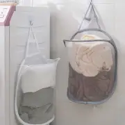 Foldable Clothes Storage Basket Clothes Net Pocket Mesh Dirty Clothes Basket