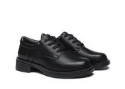 EVERAU® Senior Black Leather Lace Up School Shoes - Black / AU Ladies 7 / AU Men 5 / EU 38