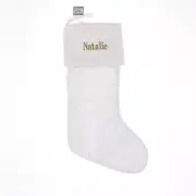 D.Stevens 280663 Christmas stocking velvet, Ivory Initials Natalie