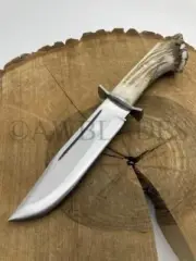 Forged Blade Handmade Stainless Steel Bowie Knife Stag Antler Handle with Sheath