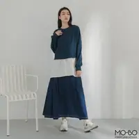 在飛比找momo購物網優惠-【MO-BO】MIT抗菌拼接仿兩件式上衣(上衣)