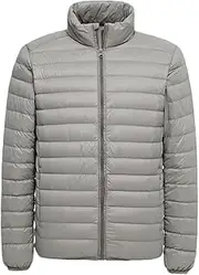 [Bciopll] Men's Lightweight Packable Puffer Jacket Male Fashion Stand Collar Full Zip Down Jacket Coats