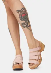 [Free People] Pink Virgo Switchback Clog Slide Sandals