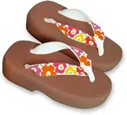 Hajime(一歩) [One Step] [Hajime] Geta Geta Clogs, Soft and Water Resistant, Made of Sponge, XS, Light Brown/1 Large Flower, 1 Large Flower (Flower 1/XS), flower 1, 18.5 cm