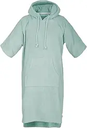 Tom Tailor Surf Poncho for Men and Women, L-XL, 100% Cotton/Terry Towelling, Bath Poncho with Hood, Bum Pocket and Embroidered Logo, Turquoise (Fresh Sage)