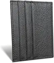 [Generic] Credit Card Holder Wallet RFID Blocking Slim Credit Card Cases Holder Premium Leather Minimalist Front Pocket Small Wallet with 6 Card Slots and 1 Pockets for Men Women, Black, Compact