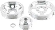 Set 3pcs Belt Pulley Car Wear Parts Billet Aluminum Crankshaft Crank Pulley Compatible For Golf GTI Compatible For Jetta Bettle 99-05 1.8T 2.0L 20V(Silver)