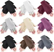 [Geyoga] 9 Pairs Summer Fingerless Gloves Half Finger Sun Protection Gloves Touchscreen Driving Gloves for Adult