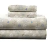 Flannel 170 GSM Sheet Set,King Snow Flakes Oatmeal