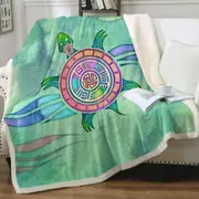 Native American Animal Art Painted Turtle Throw Blanket