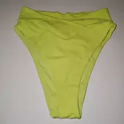 American Eagle Aerie Crossover High Cut Cheeky Bikini Bottom MEDIUM Lime Green