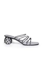 Black Leather Kelly Slide Sandals