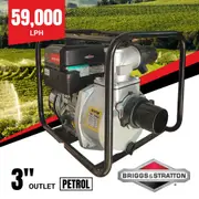 BBT 3" Petrol Trash Sludge & Sewage Pump - Briggs & Stratton XR950