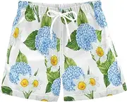 [RPLIFE] Swimming Trunks for Kids, Toddler Swim Shorts 2t, Blue Hydrangeas White