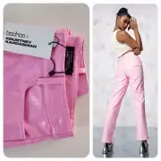 BOOHOO | PINK CROC PANTS [8 XS] VINYL PLEATHER kourtney kardashian Harry Styles
