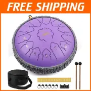 Premium 12-Inch C Key Steel Tongue Drum - Includes Mallets, Picks, and Stickers