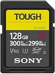 Sony 128GB SF-G Series Tough Specification UHS-II U3 V90 SDHC Digital Memory Card Card - Read 300MB/s Write 299MB/s SF-G128T