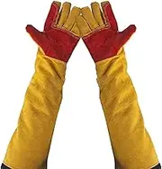 AGDGV 23.6 Inch Long Sleeves Leather Welding Gloves for Men, 932°F Heat Resistant Barbecue Stove Fire Gloves, Puncture Resistant Gloves for Garden and Animal Handling, Tool Gifts for Welders