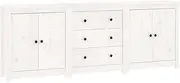 vidaXL Solid Wood Pine Sideboard Living Room Bedroom Home Organiser Buffet Storage Cupboard Console Side Cabinet Wooden Chest of Drawer White