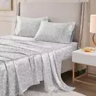 Printed Satin 4-Pcs Gray Leopard Queen Polyester Sheet Set