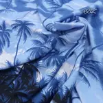 KATUN 人造絲棉織物原創高級服裝藍色椰子樹圖案