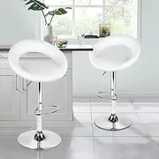 ALFORDSON Bar Stool 2X Swivel Ovadia Kitchen Barstools with 53.5-74.5cm Seat Height Adjustable Gas Lift Leather Counter Dining Chairs with Footrest & Floor Protector in White