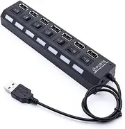 OSALADI 7 Daily Use USB Hub Portable USB Hub Laptop USB Hub Four-Port USB Practical USB Splitter Slim Portable Data Hub High Splitter Plug Laptop Computer High Speed Adapter