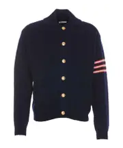 Bally Logo Patch Striped Knitted Jacket 50 Black