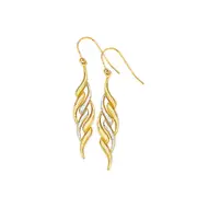 9ct Gold Two Tone Flame Hook Earrings