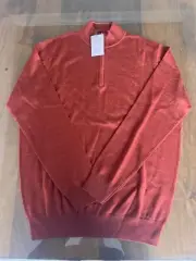 NWT MEN'S PETER MILLAR 1/4 ZIP SWEATER, SIZE: S, COLOR: CIDER (ORANGE)N03