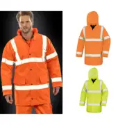 Result Core Men's Safety High Viz Hooded Jacket R218X -Winter Workwear Long Coat