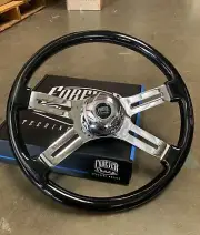 18" Black Steering Wheel Chrome 4 Spoke Freightliner, Kenworth, Peterbilt, Volvo